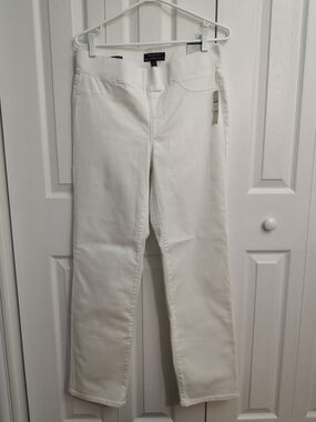 Talbots Size 8 White Pull-On Sculpt Straight-Leg Jeans for Women